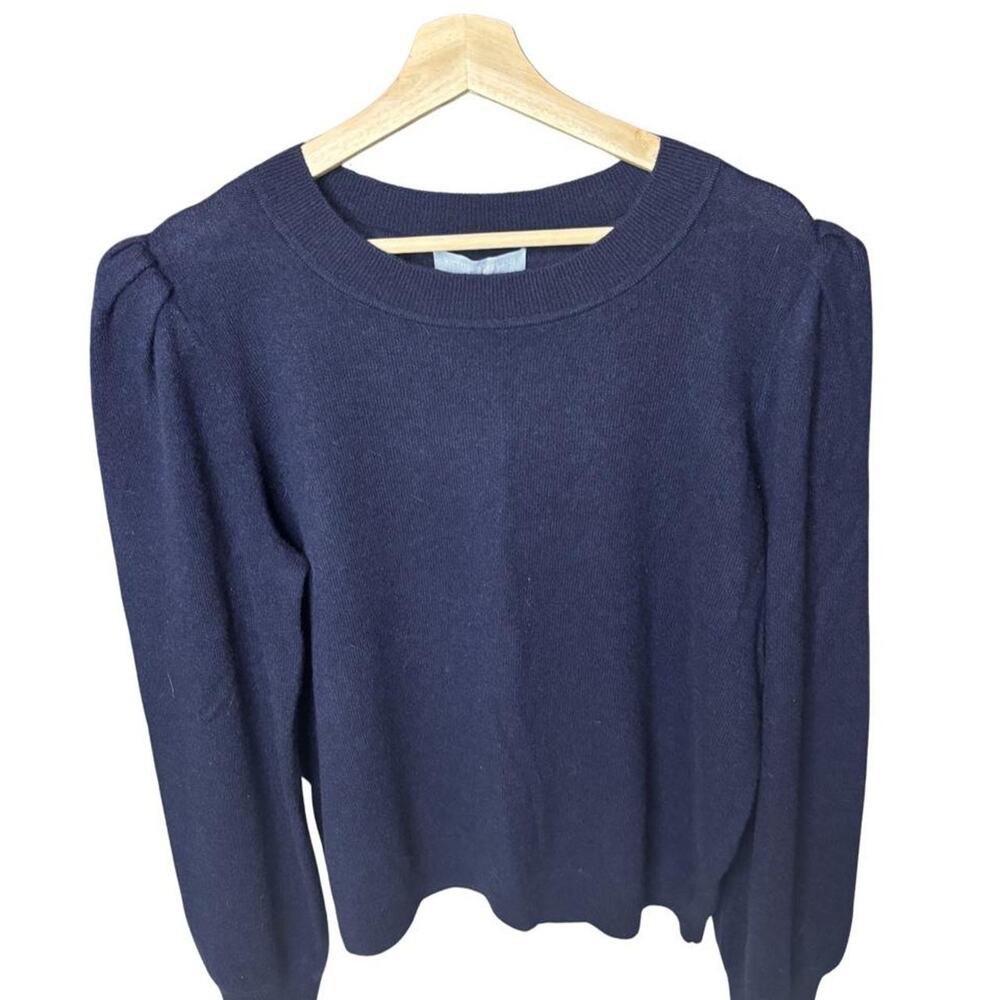 Antonio Melani 100% Cashmere Lisa Puff Sleeve Sweater Navy Blue Crewneck XL NWT